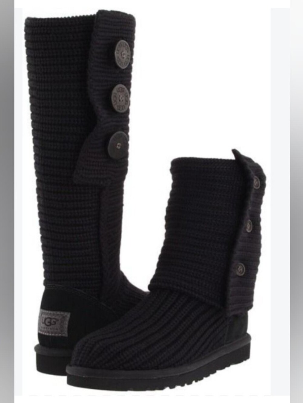 UGG Cardy Knit Black Boots Sz 9